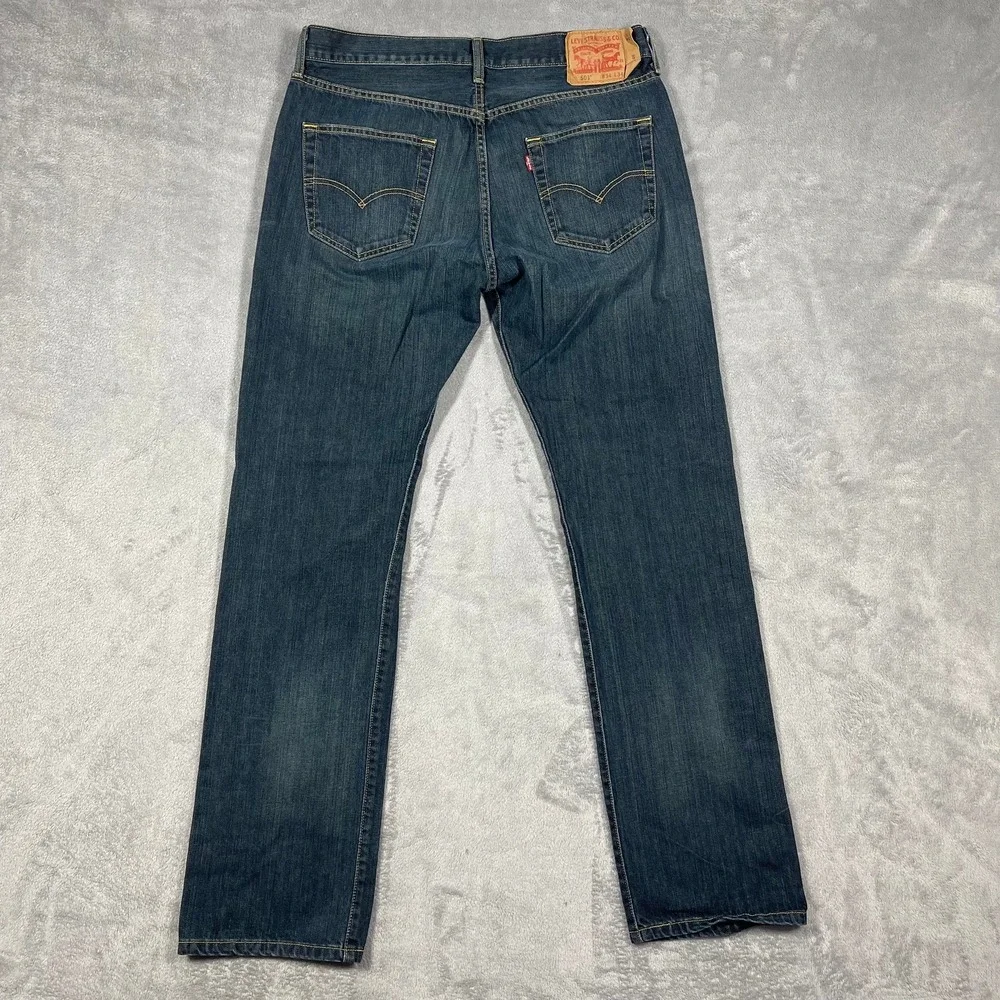 Levi's 501 Jeans Mens 34(33)x34(32) Dark Wash Straight Leg Button‎ Fly Denim
